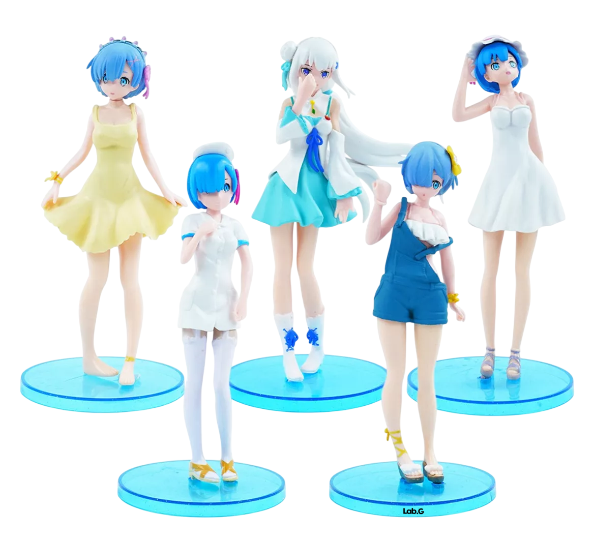 Foto 2 pulgar | Figuras Re Zero Rem Emilia Anime Juguetes Coleccionables 6 Pzs Colores
