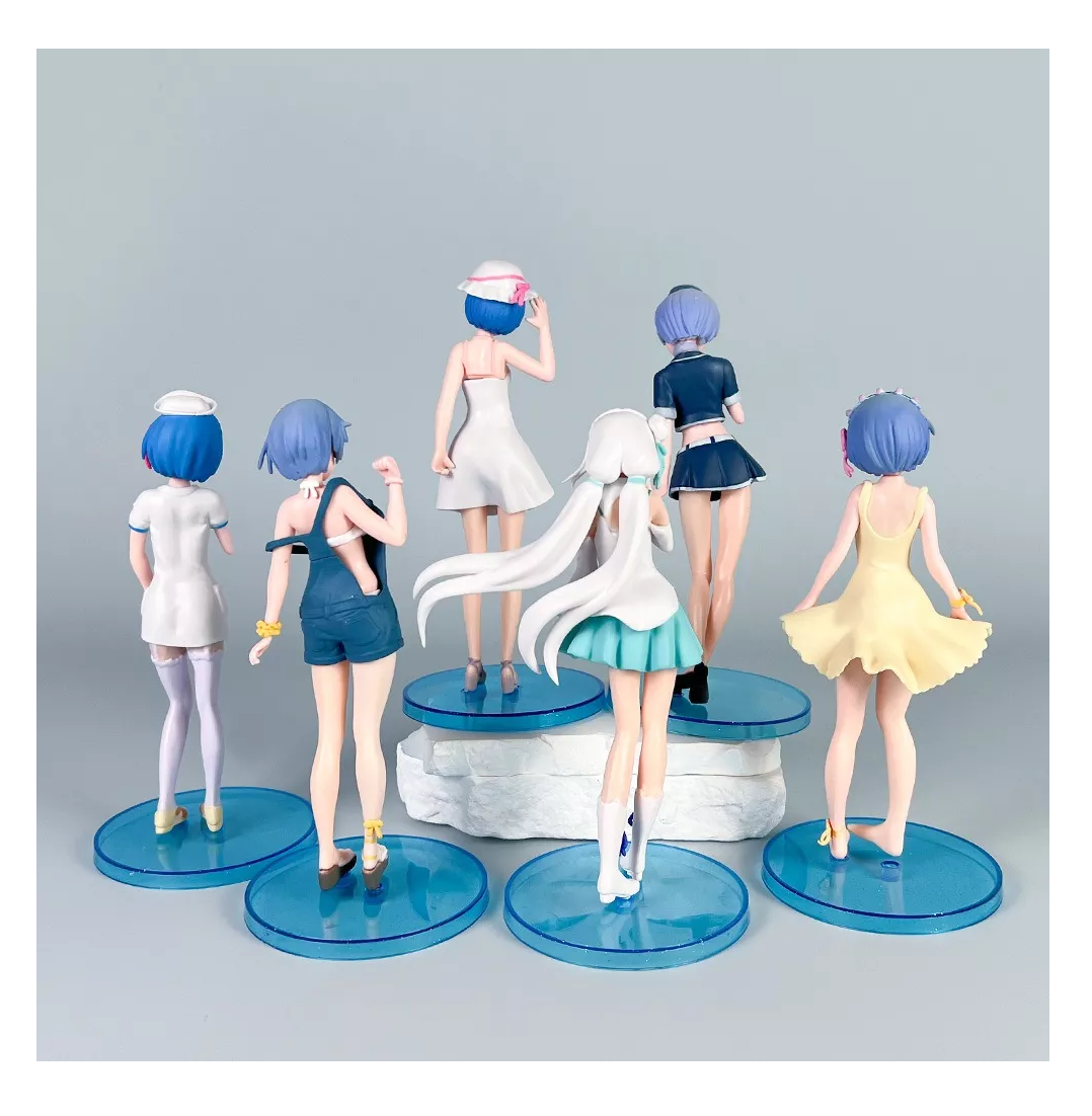 Foto 5 pulgar | Figuras Re Zero Rem Emilia Anime Juguetes Coleccionables 6 Pzs Colores
