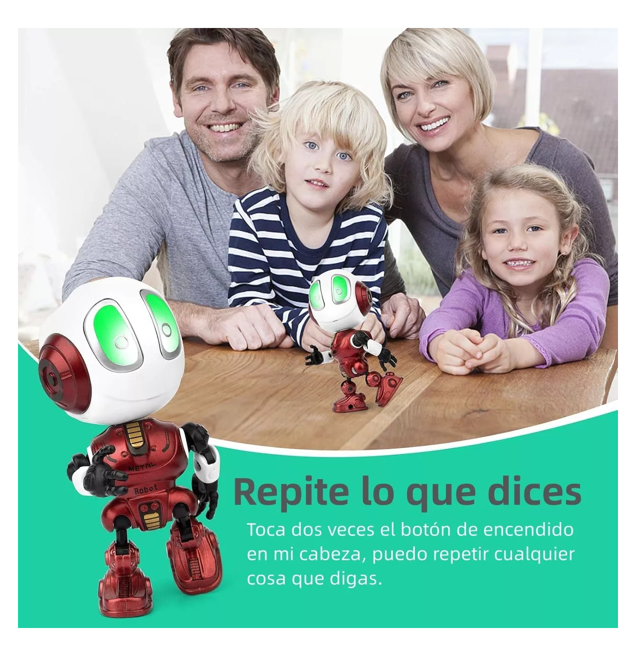 Foto 4 pulgar | Robot de Juguete Belug Recargable de Metal Rojo