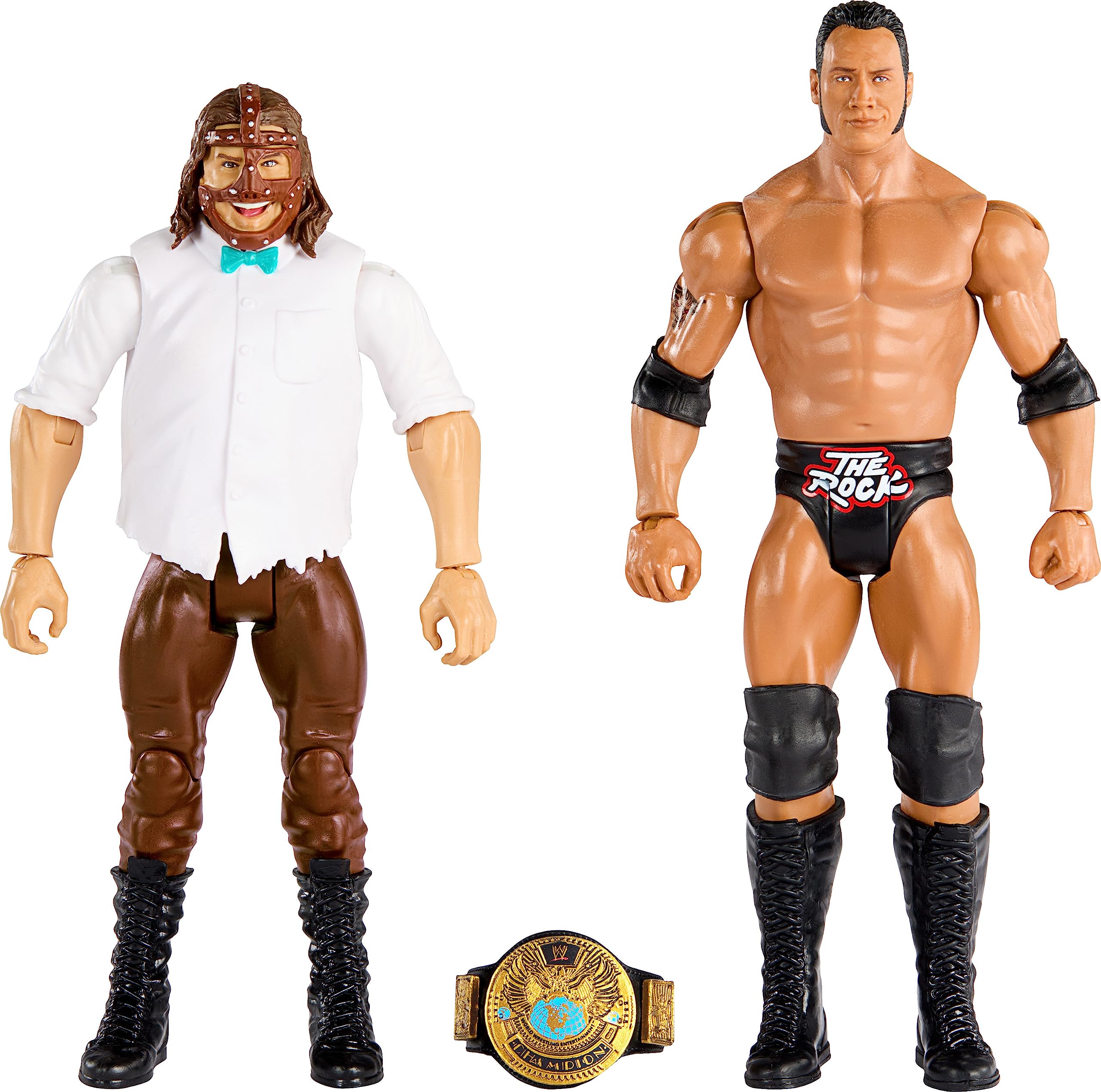 Foto 2 pulgar | Figura De Acción Mattel Wwe The Rock Vs Mankind De 15 Cm Con Campeonato - Venta Internacional.