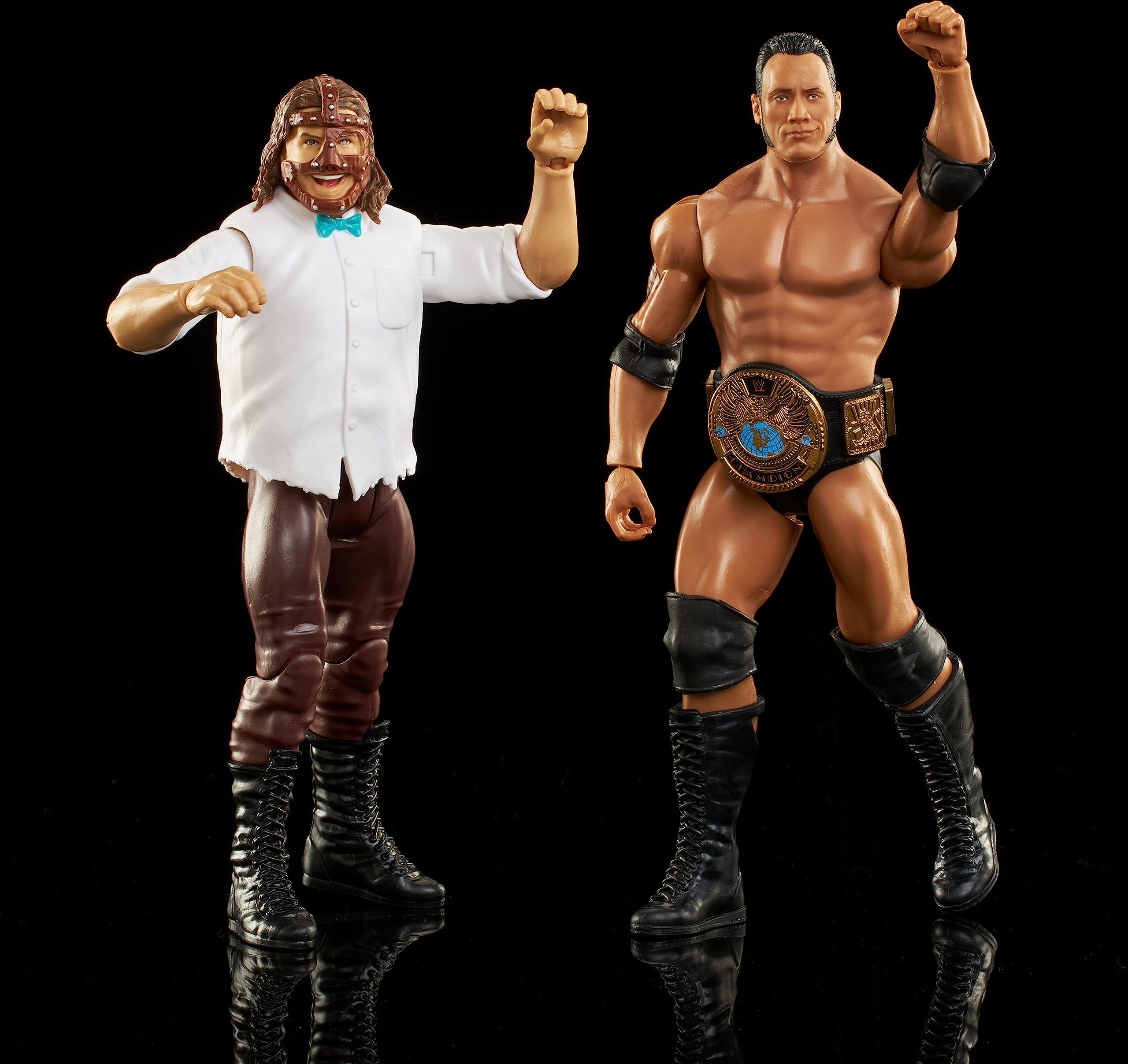 Foto 6 pulgar | Figura De Acción Mattel Wwe The Rock Vs Mankind De 15 Cm Con Campeonato - Venta Internacional.