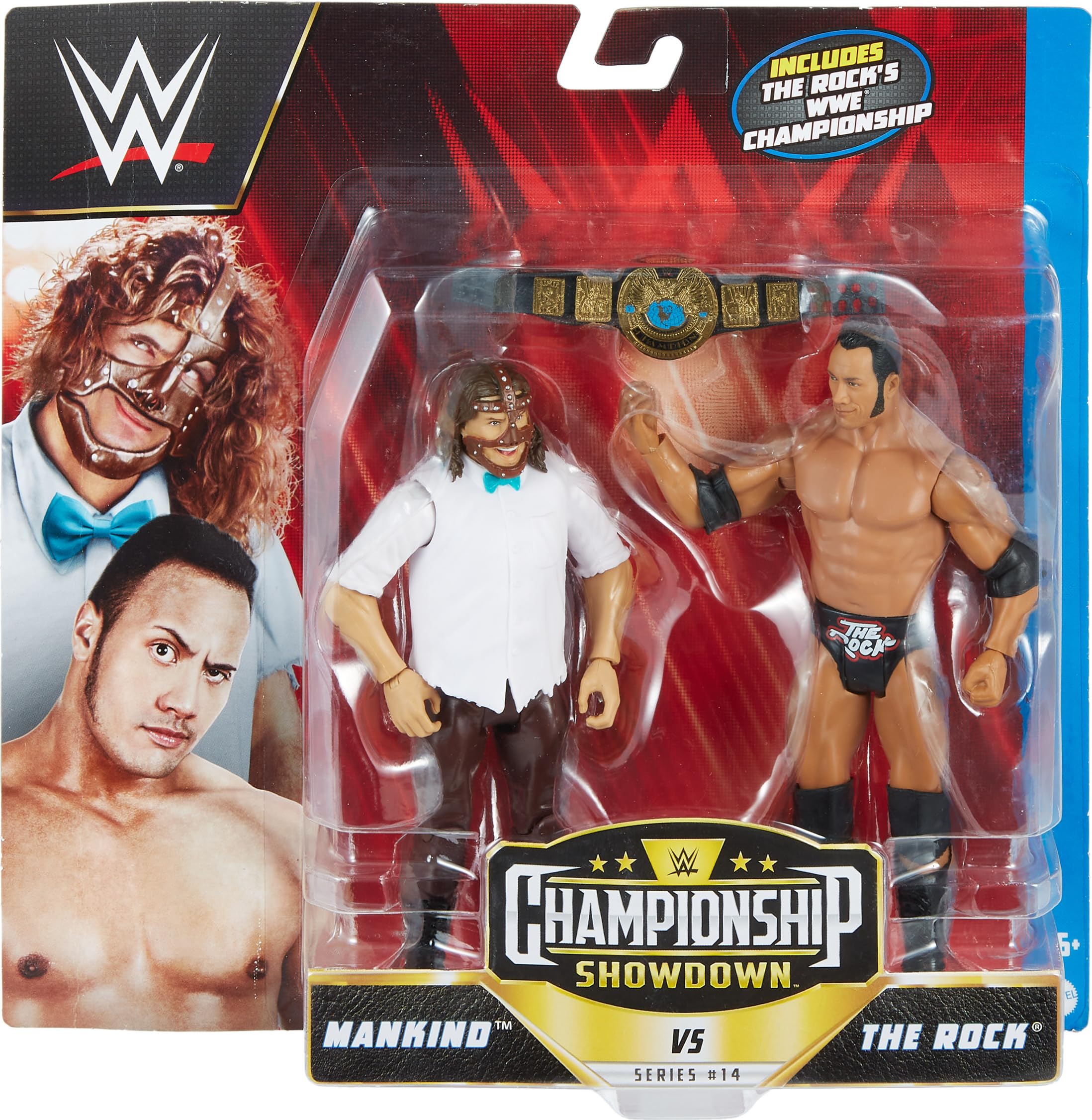 Foto 7 pulgar | Figura De Acción Mattel Wwe The Rock Vs Mankind De 15 Cm Con Campeonato - Venta Internacional.