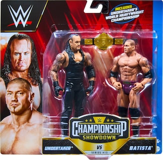 Foto 2 | Figura De Acción Mattel Wwe Undertaker Vs Bautista, 6 Pulgadas, Paquete De 2 - Venta Internacional.