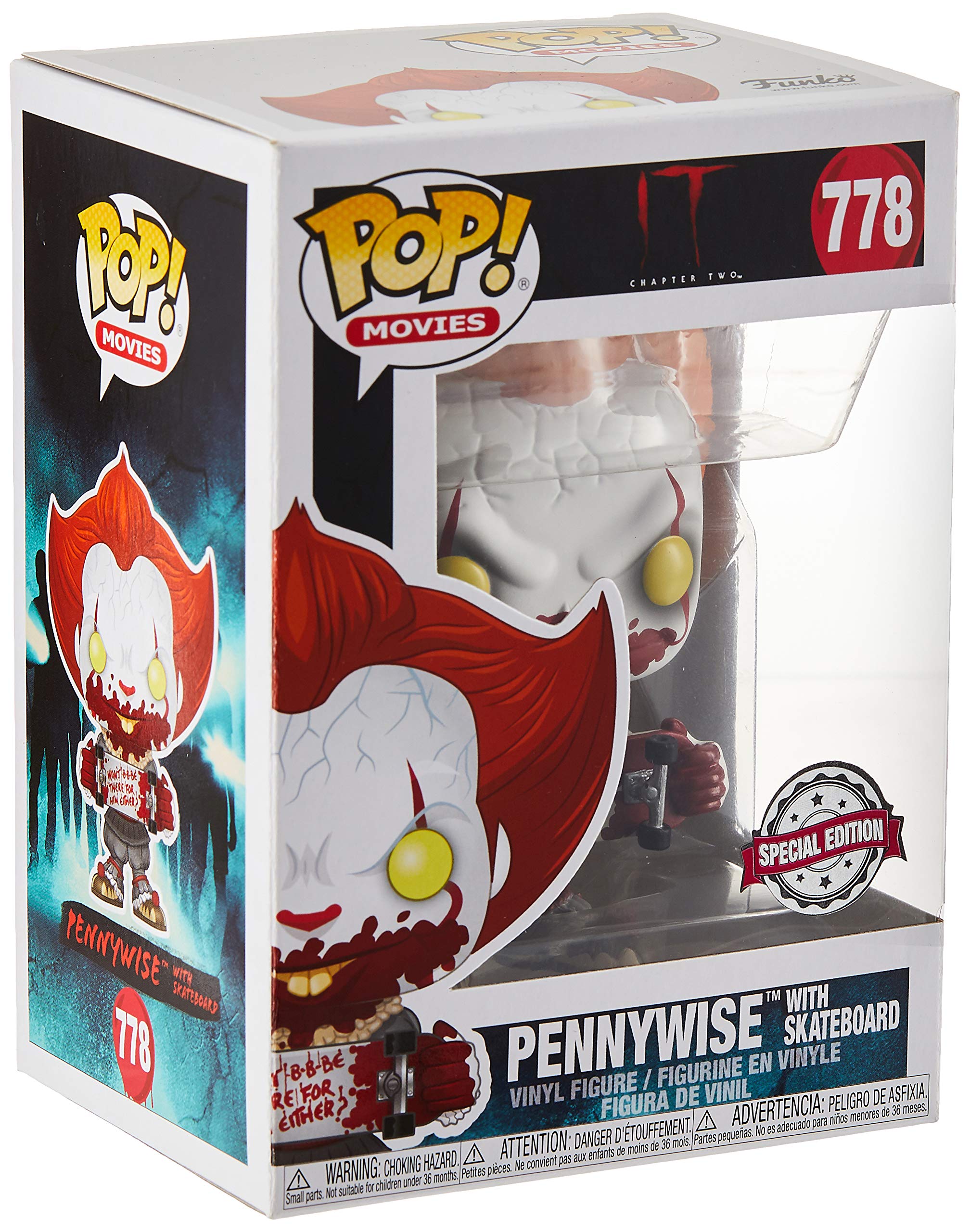 Foto 3 pulgar | Figura De Vinilo Funko It Chapter 2 Pennywise Con Monopatín De 9 Cm - Venta Internacional.