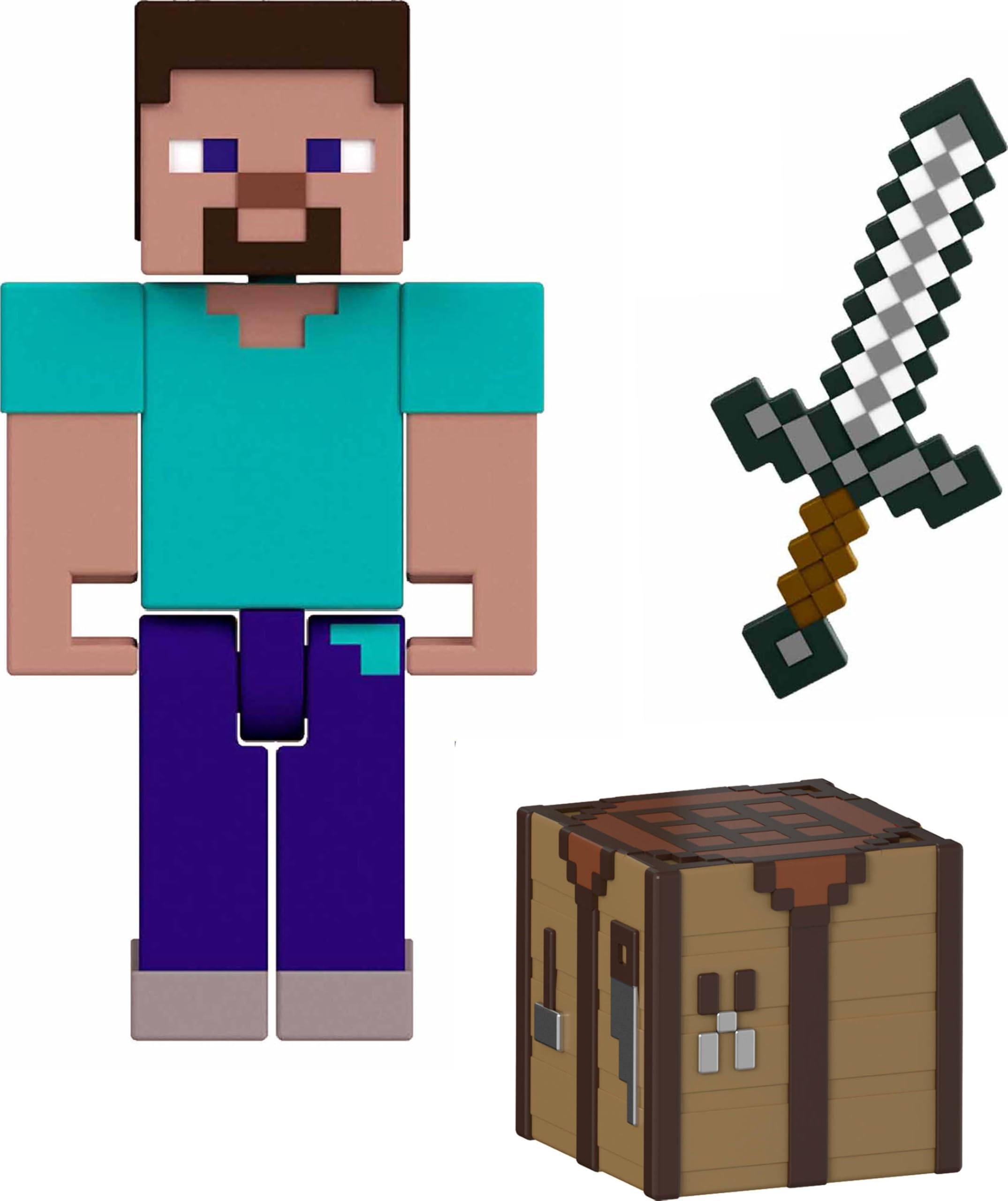 Foto 2 pulgar | Figura De Acción Mattel Minecraft Steve Con Accesorios, 8 Cm - Venta Internacional.