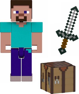 Foto 1 | Figura De Acción Mattel Minecraft Steve Con Accesorios, 8 Cm - Venta Internacional.