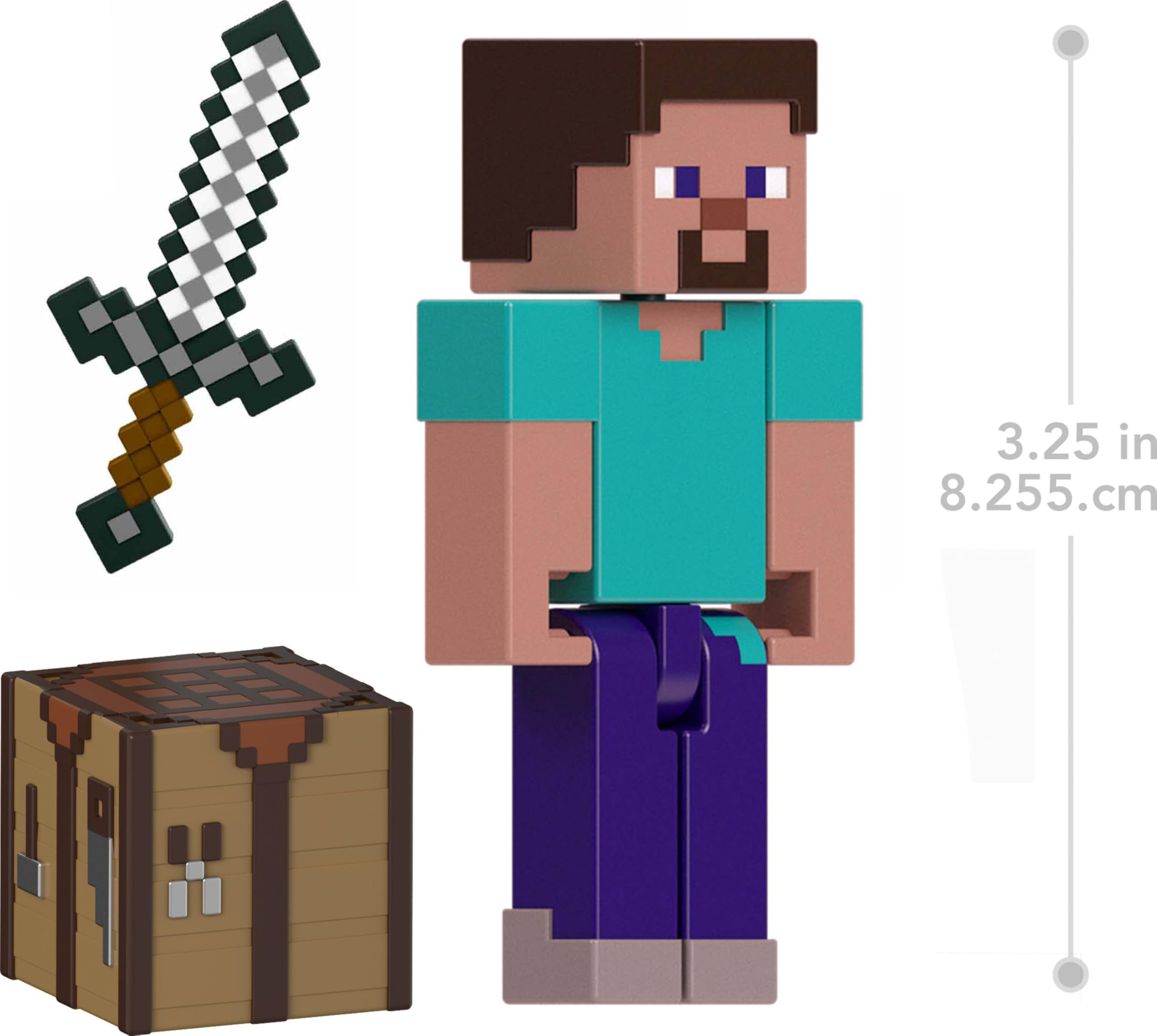 Foto 2 | Figura De Acción Mattel Minecraft Steve Con Accesorios, 8 Cm - Venta Internacional.