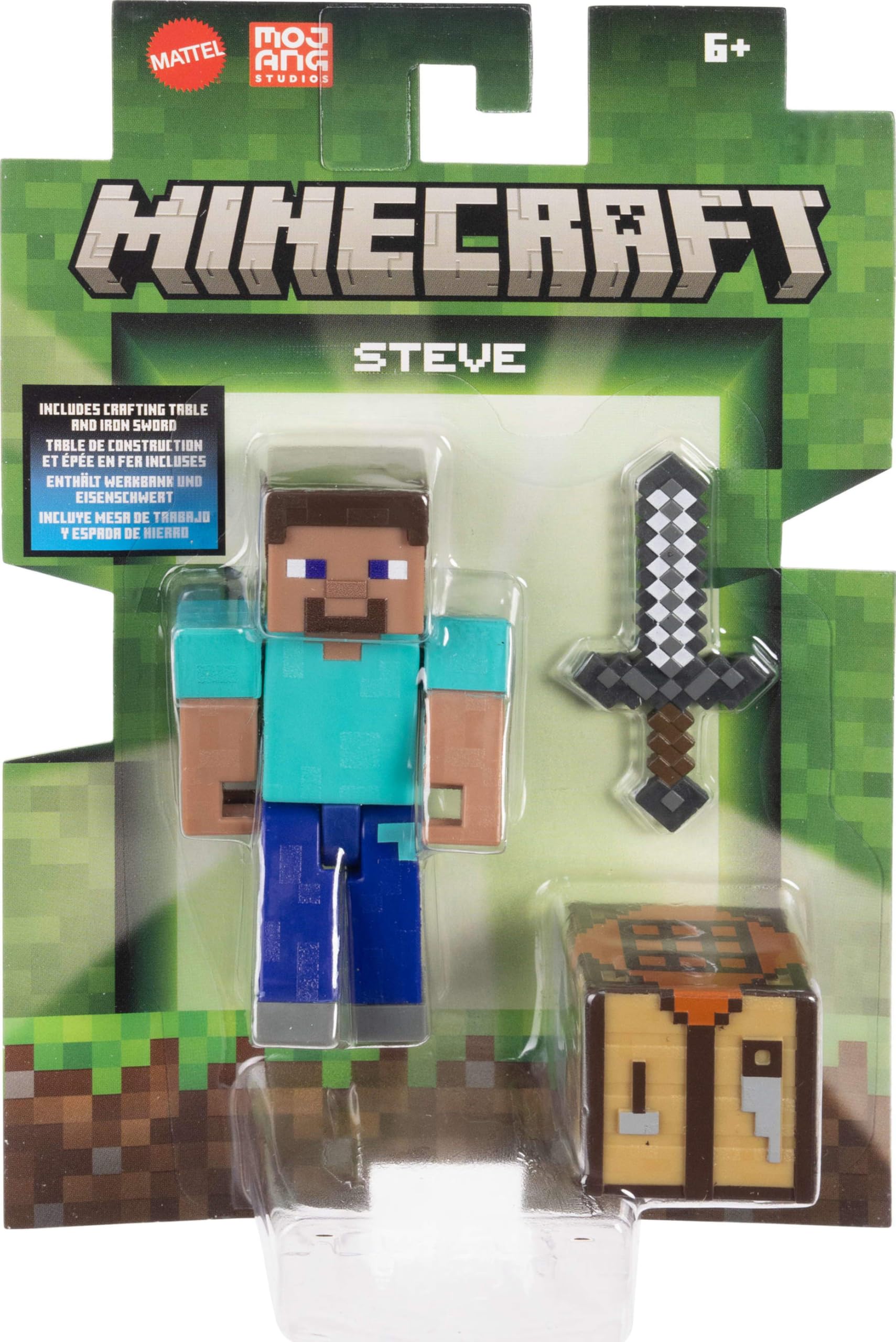 Foto 4 pulgar | Figura De Acción Mattel Minecraft Steve Con Accesorios, 8 Cm - Venta Internacional.