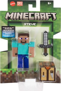 Foto 3 | Figura De Acción Mattel Minecraft Steve Con Accesorios, 8 Cm - Venta Internacional.