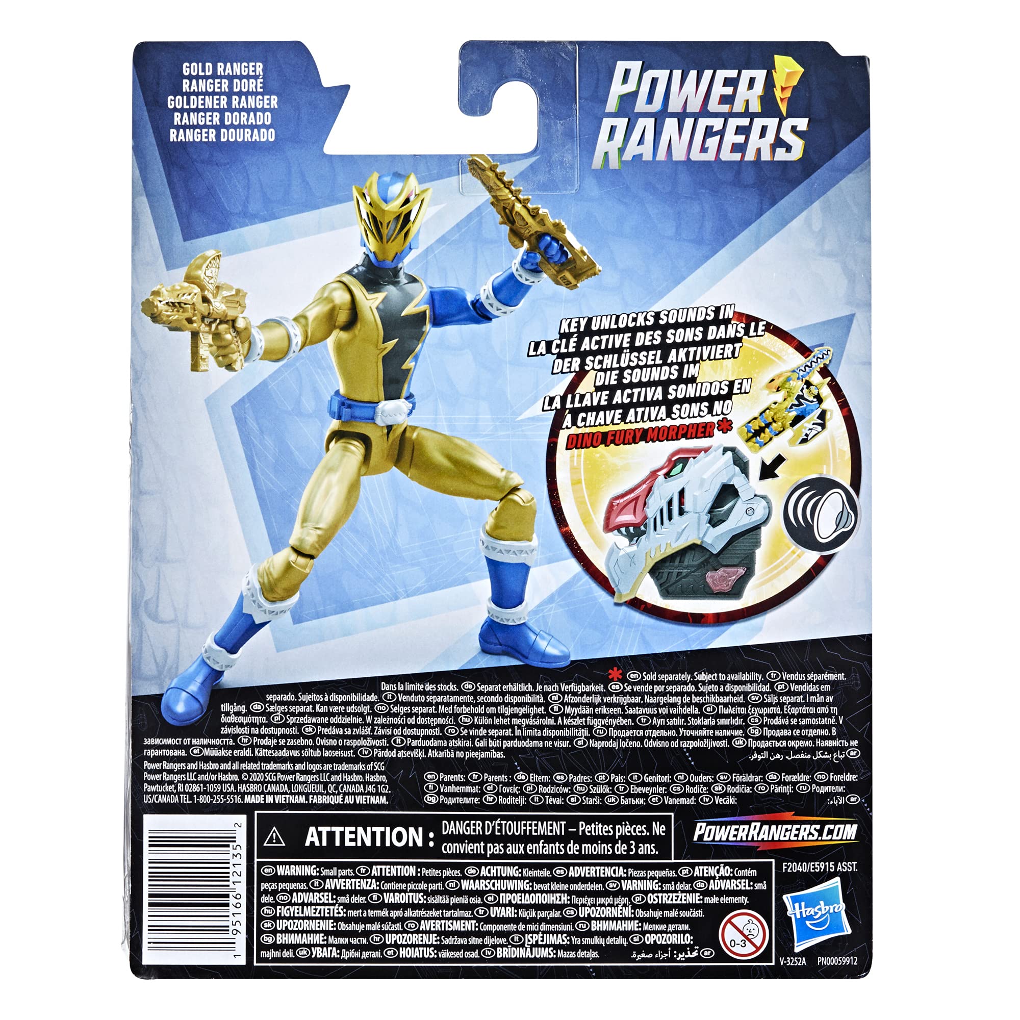 Foto 5 pulgar | Figura De Acción Power Rangers Dino Fury Gold Ranger 15 Cm - Venta Internacional.