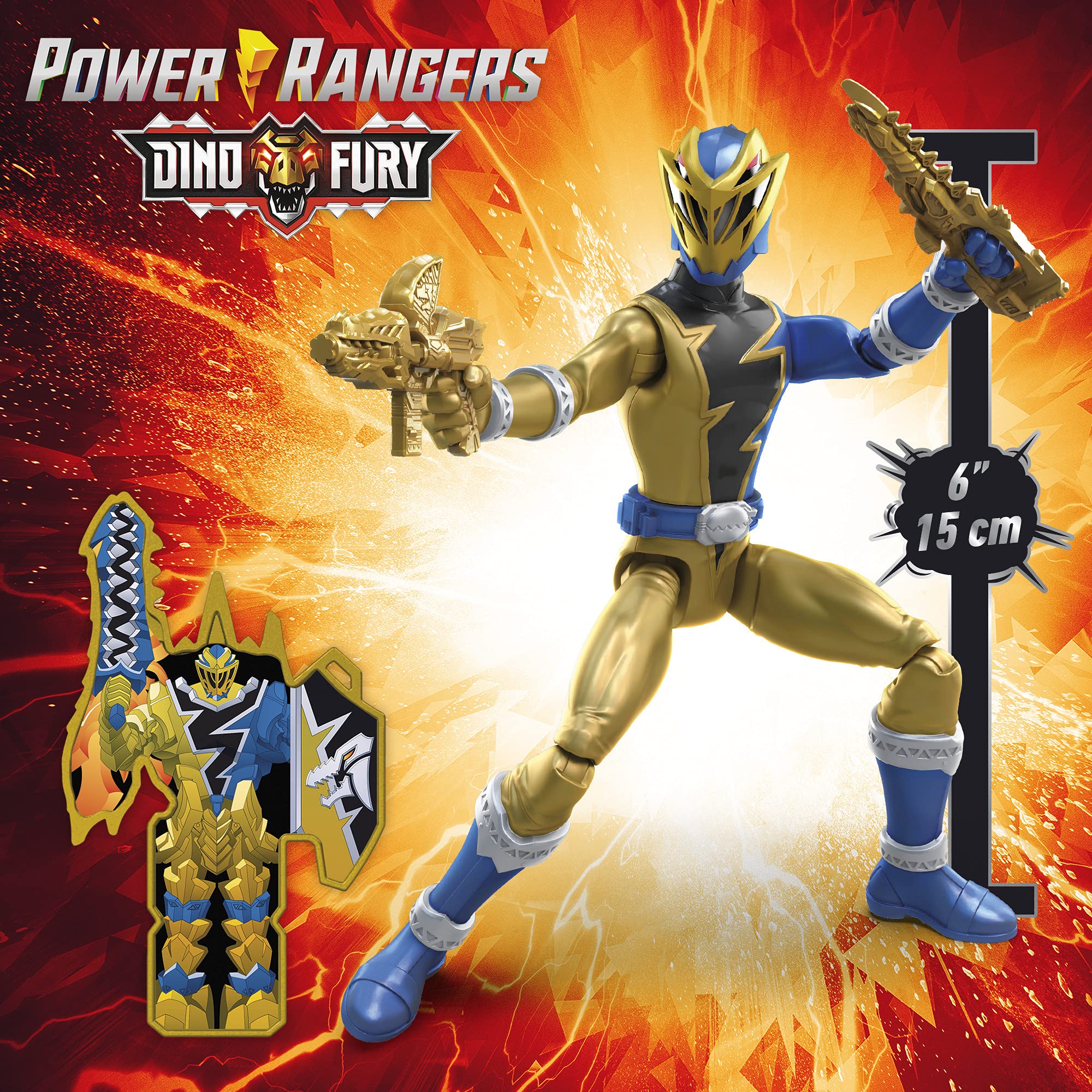 Foto 6 pulgar | Figura De Acción Power Rangers Dino Fury Gold Ranger 15 Cm - Venta Internacional.