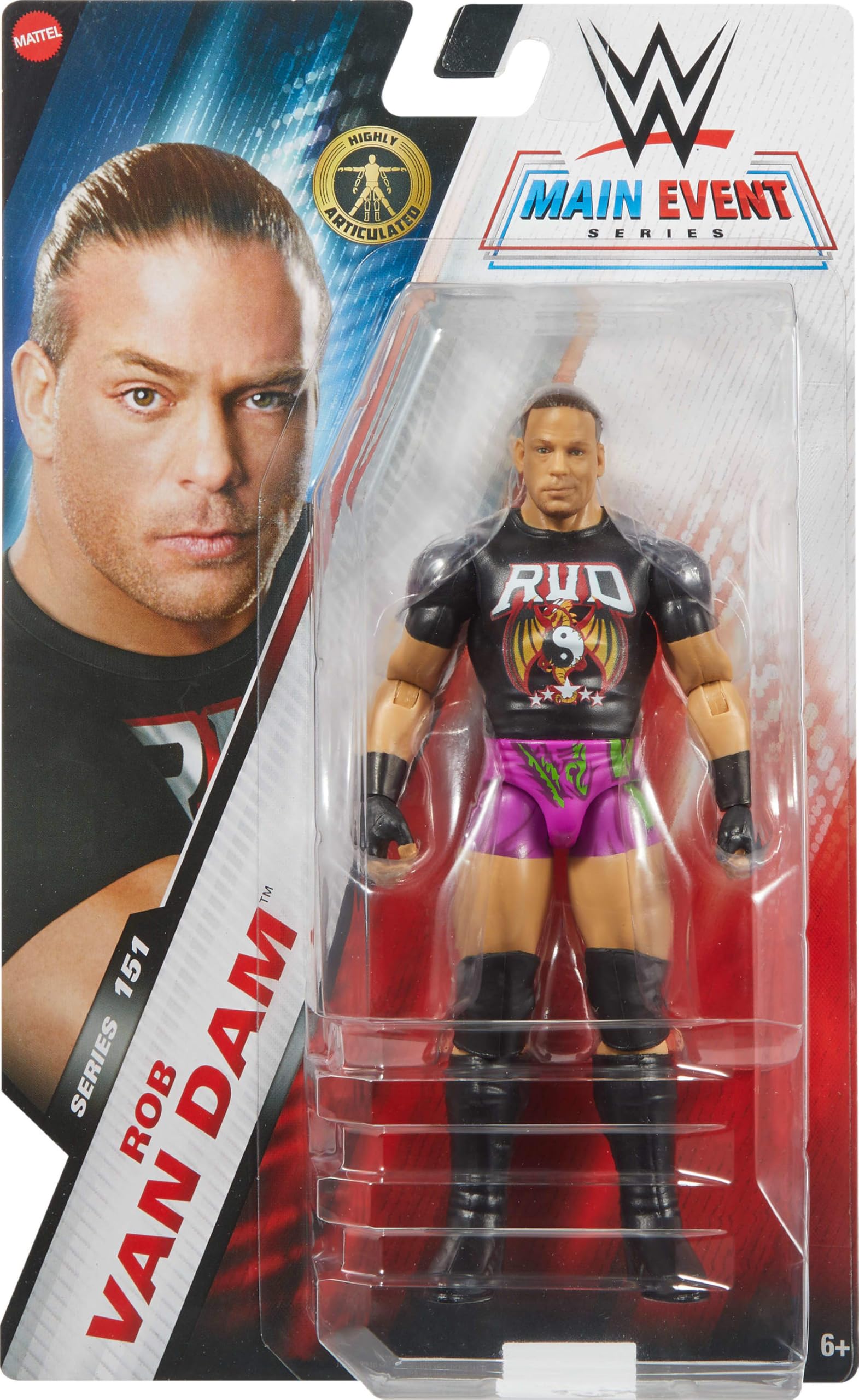 Foto 3 pulgar | Figura De Acción Mattel Wwe Rob Van Dam Main Event 15 Cm - Venta Internacional.