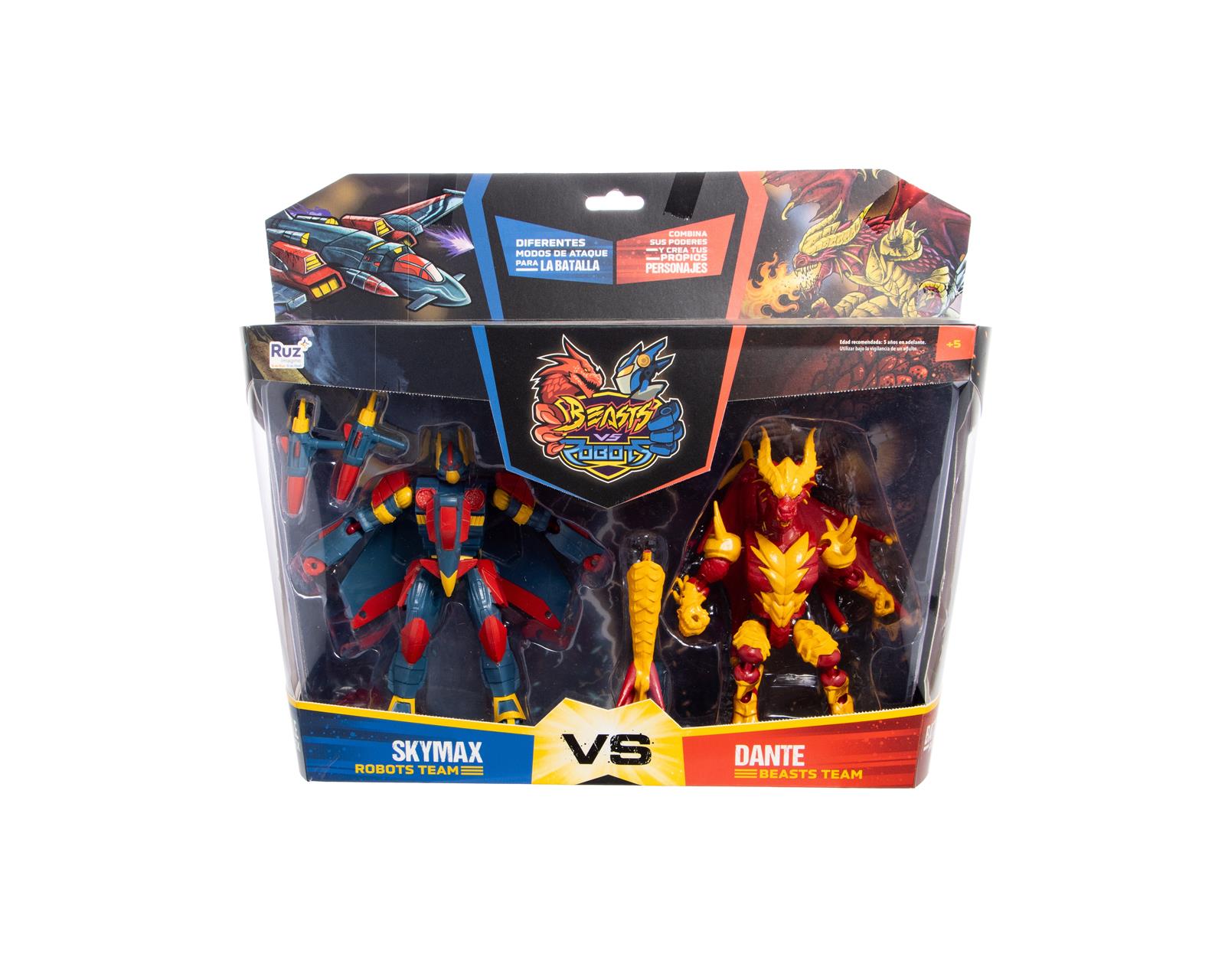 Foto 1 | Set de 2 Figuras de Acción con Piezas Intercambiables Robot y Bestia Devil Dragon