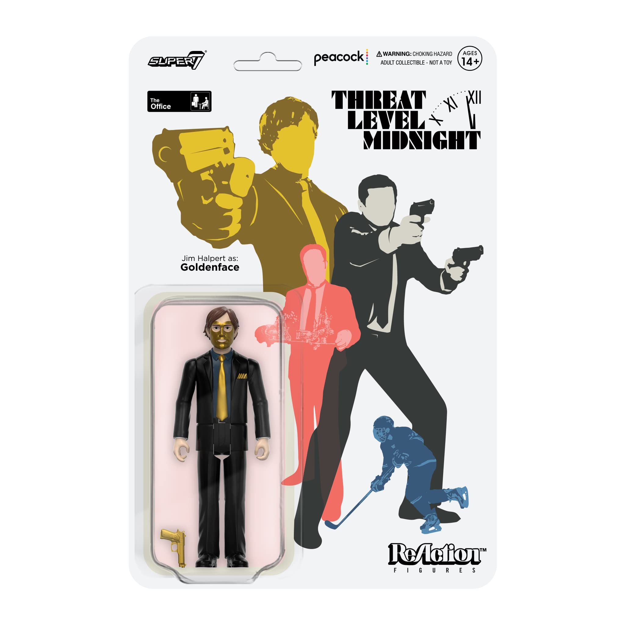 Foto 2 pulgar | Figura De Acción Super7 The Office Threat Level Midnight Jim Halpert Como Goldenface, 9,5 Cm - Venta Internacional.