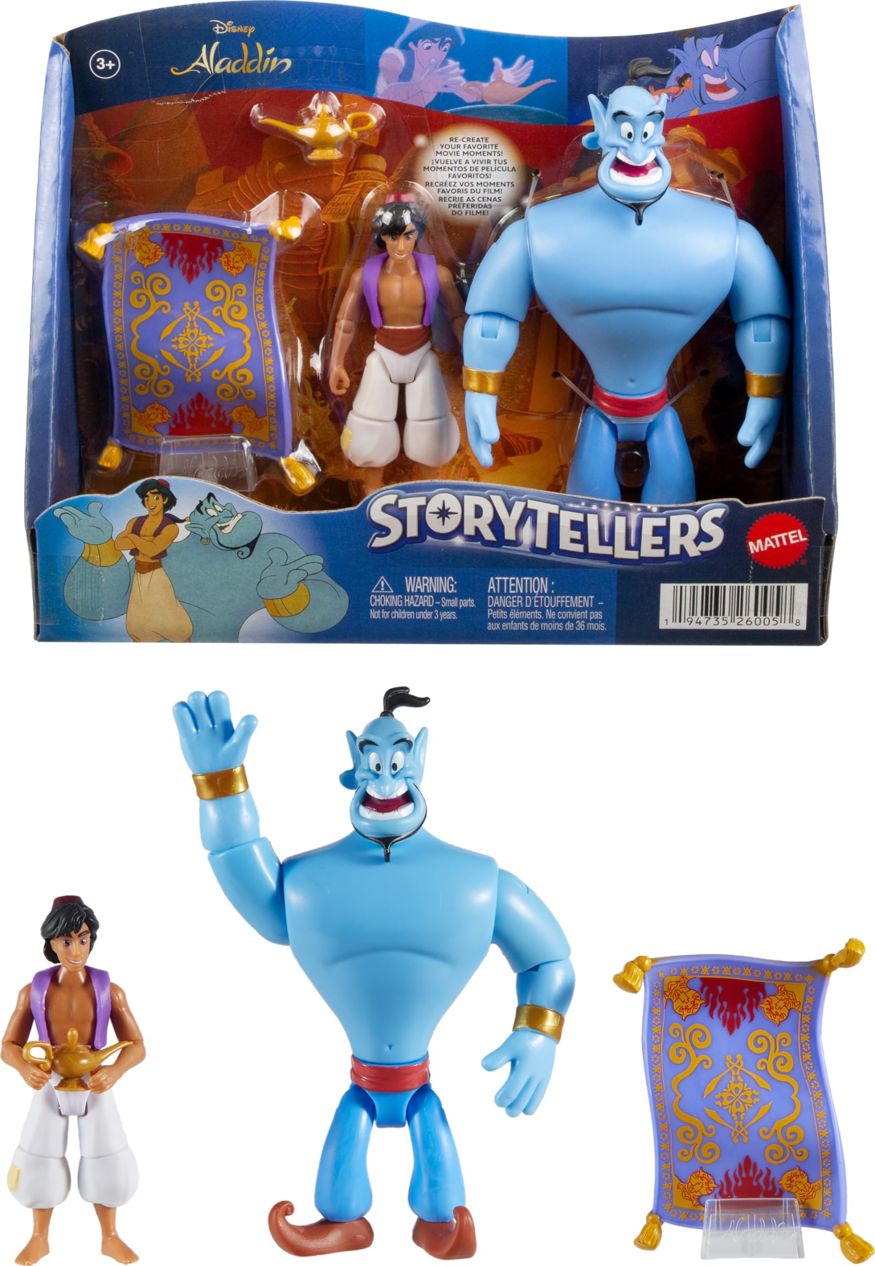 Foto 2 pulgar | Set De Figuras Mattel Disney Aladdin Storytellers, Paquete De 3 - Venta Internacional.