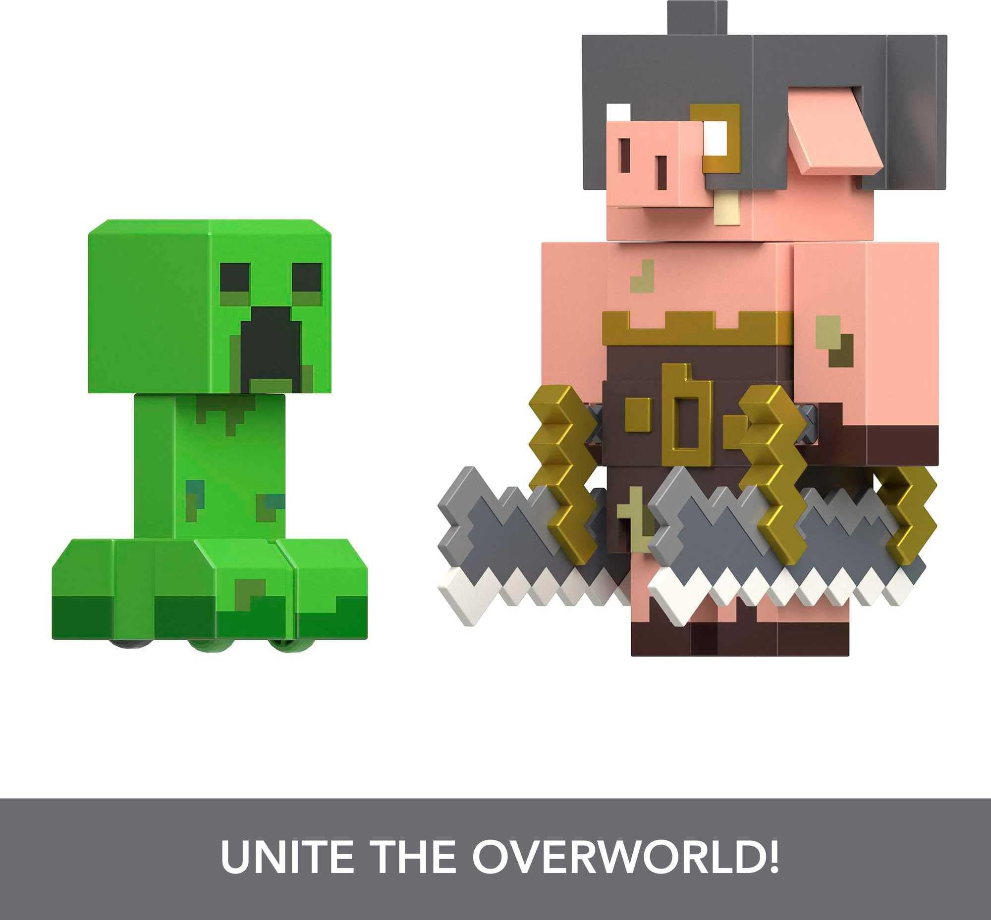 Foto 6 pulgar | Pack De 2 Figuras De Acción Mattel Minecraft Legends Creeper Vs Piglin - Venta Internacional.