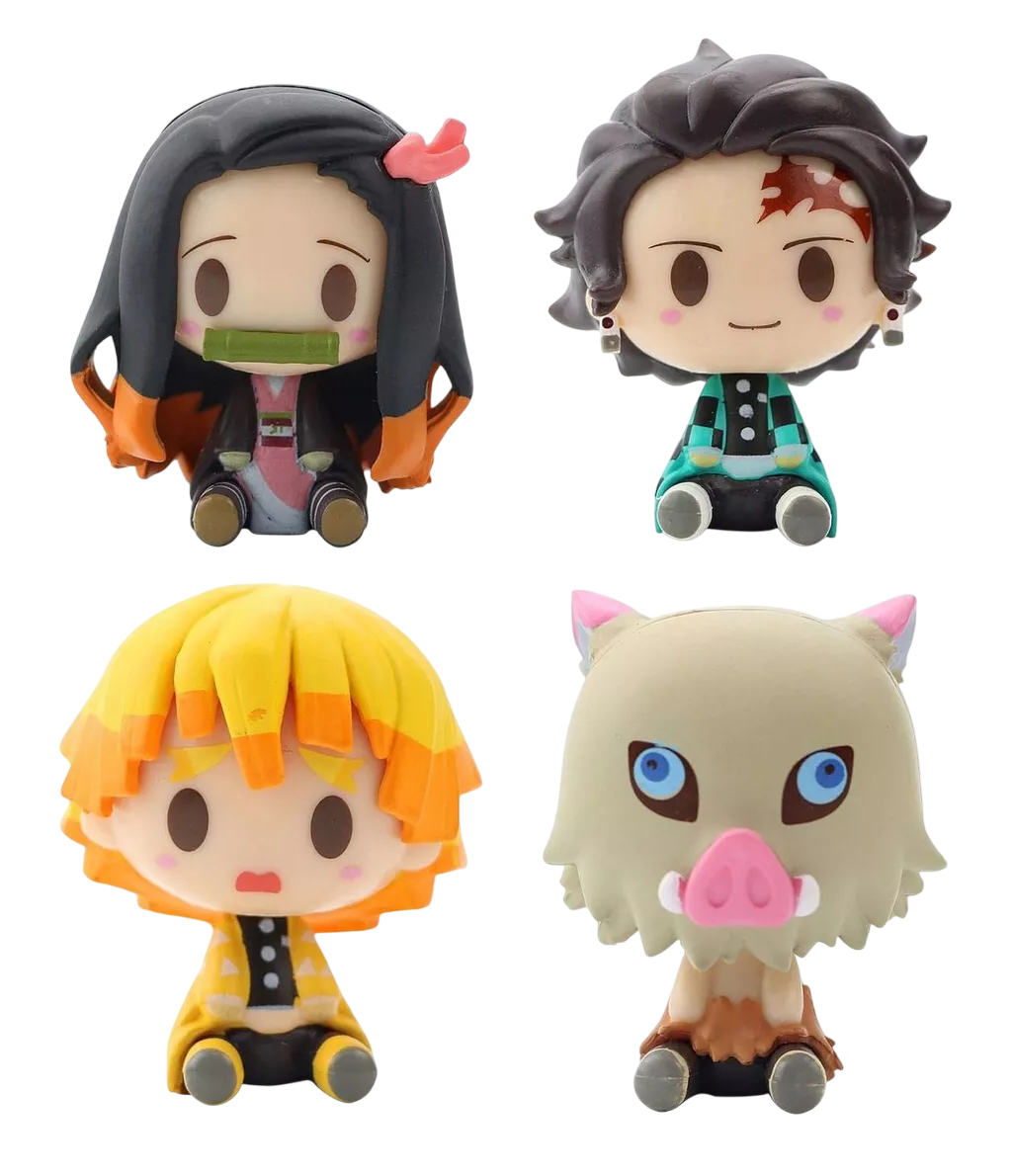 Set 4 Mini Figuras Demon Slayer Nezuko Tanjiro Anime Juguete