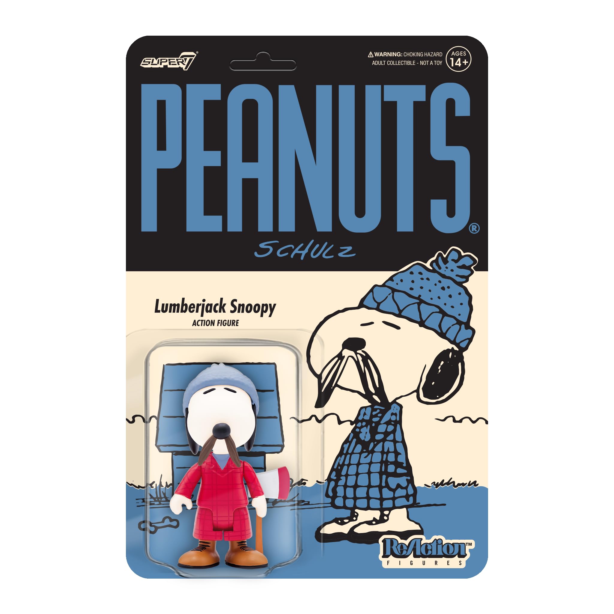 Figura de Acción Super7 Peanuts Lumberjack Snoopy De 9.5 Cm Con Hacha - Venta Internacional