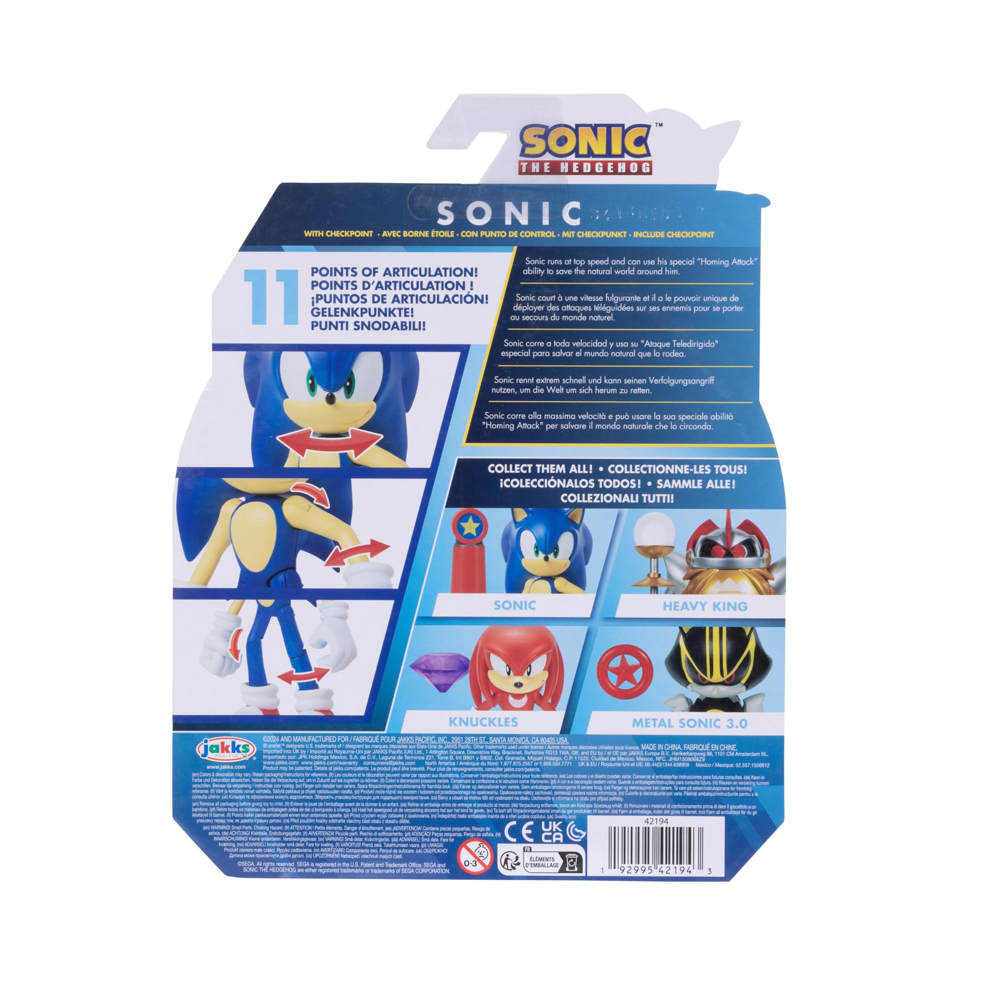 Foto 4 | Figura De Acción Sonic The Hedgehog Sonic De 10 Cm Con Checkpoint - Venta Internacional.