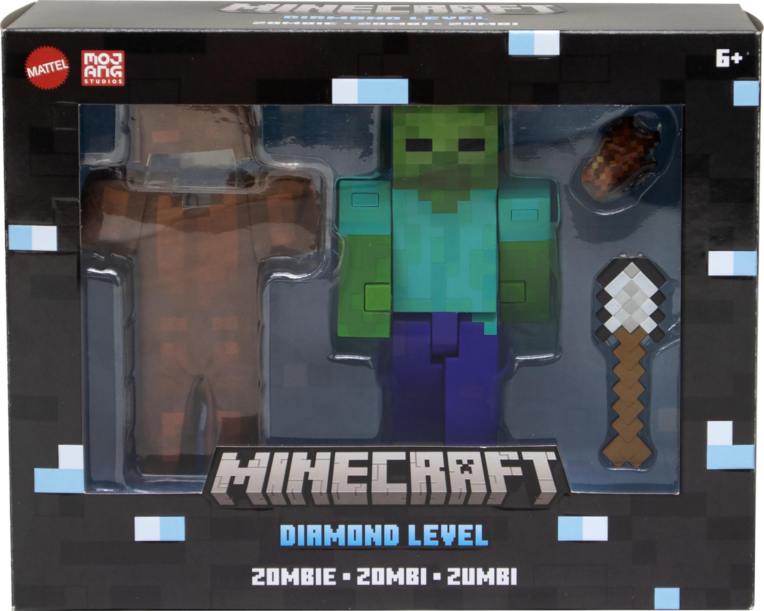 Foto 7 pulgar | Figura De Acción Mattel Minecraft Diamond Level Zombie 14cm - Venta Internacional.