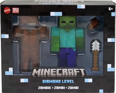 Foto 6 | Figura De Acción Mattel Minecraft Diamond Level Zombie 14cm - Venta Internacional.