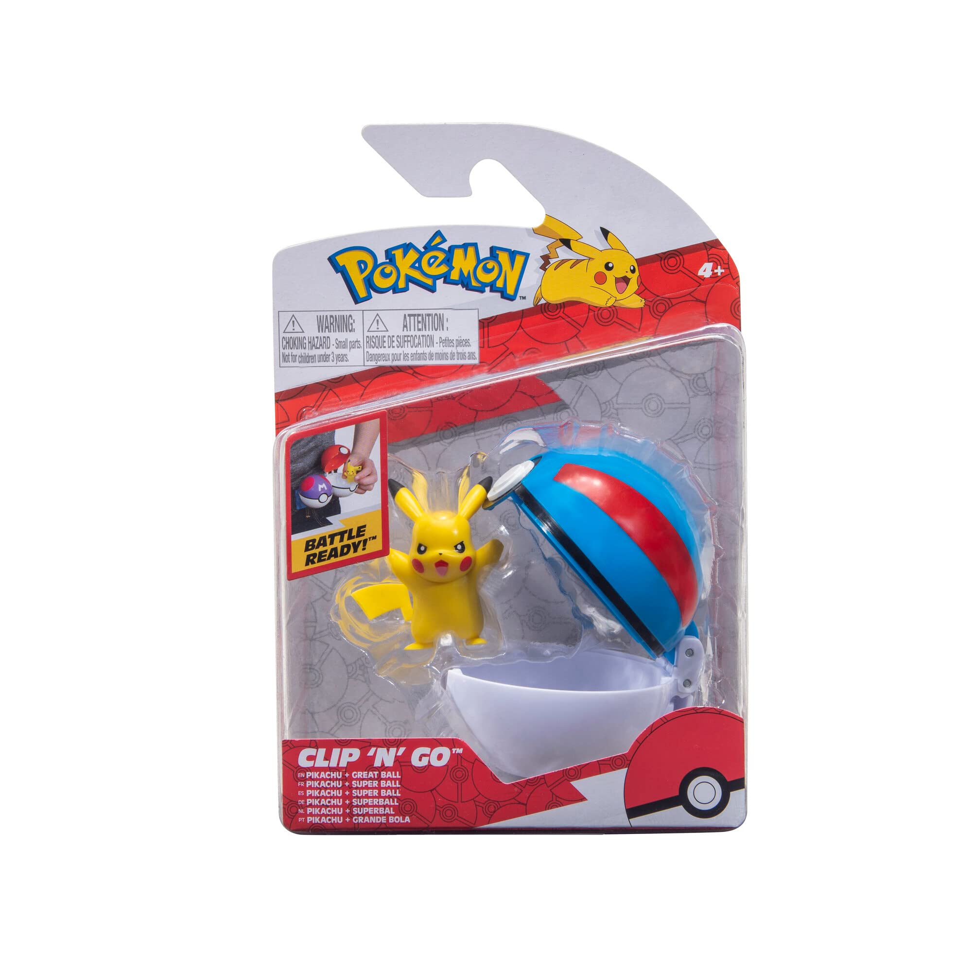 Foto 2 pulgar | Pikachu Pokéball Clip 'n'go De Pokémon De Juguete Con Bola Buena De 5 Cm - Venta Internacional.