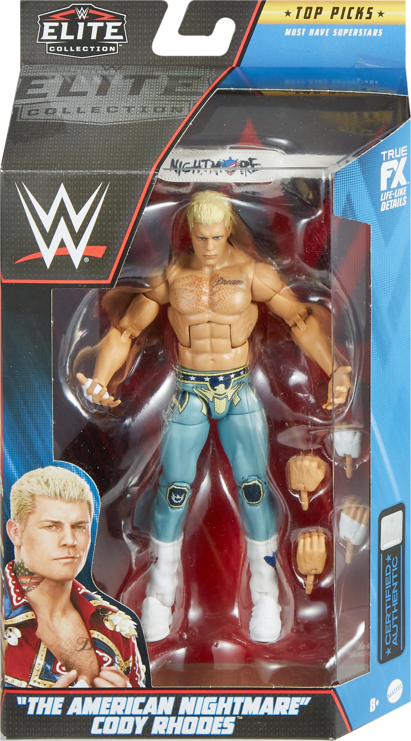 Foto 3 pulgar | Figura De Acción Mattel Wwe Cody Rhodes Top Picks Elite De 6 Pulgadas - Venta Internacional.