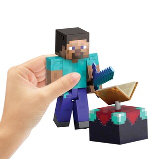 Foto 4 | Figura De Acción Mattel Minecraft Diamond Level Steve Con Acc - Venta Internacional.