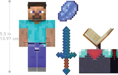 Foto 7 | Figura De Acción Mattel Minecraft Diamond Level Steve Con Acc - Venta Internacional.