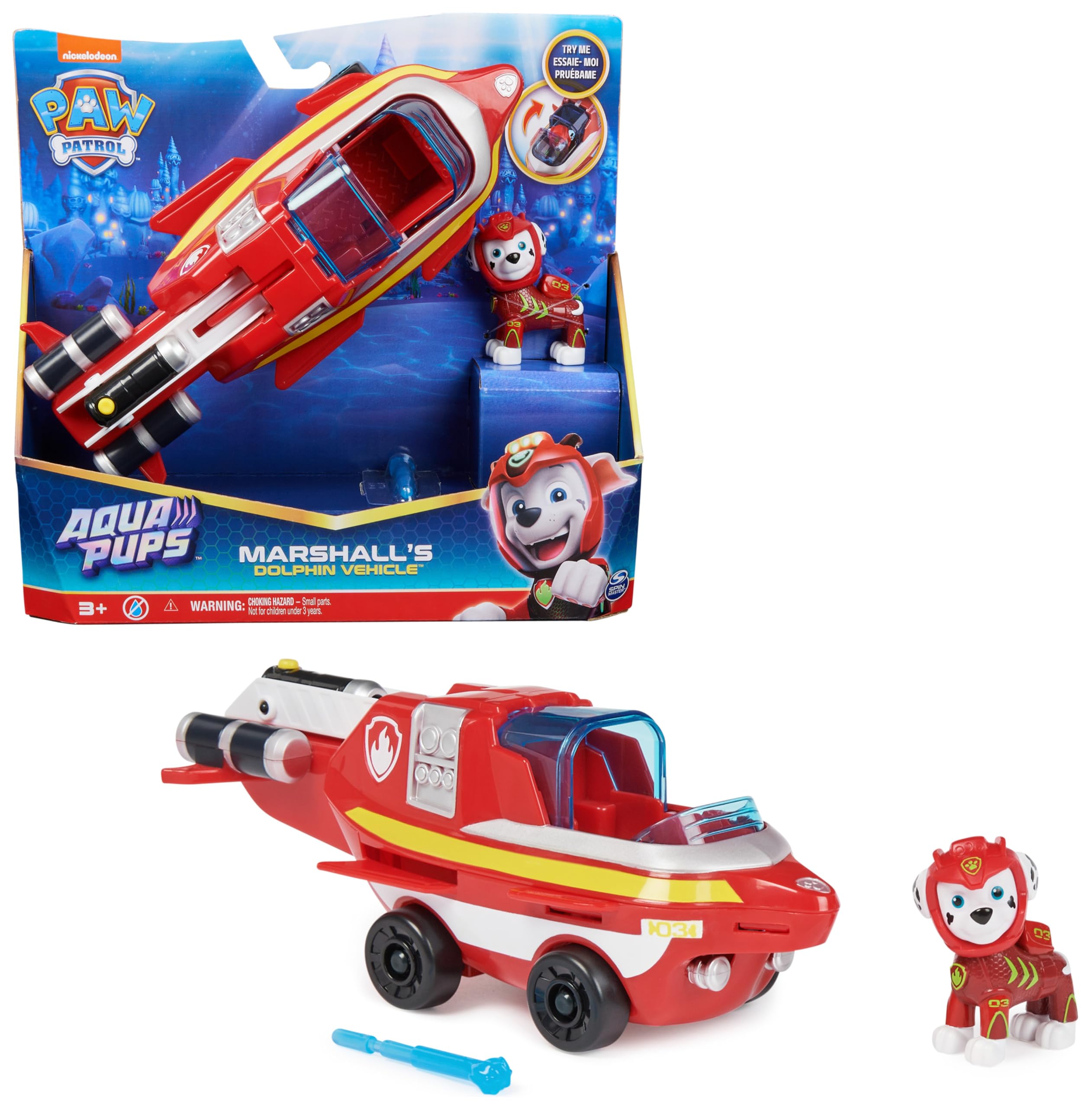 Foto 2 pulgar | Toy Paw Patrol Aqua Pups Marshall Transforming Dolphin - Venta Internacional