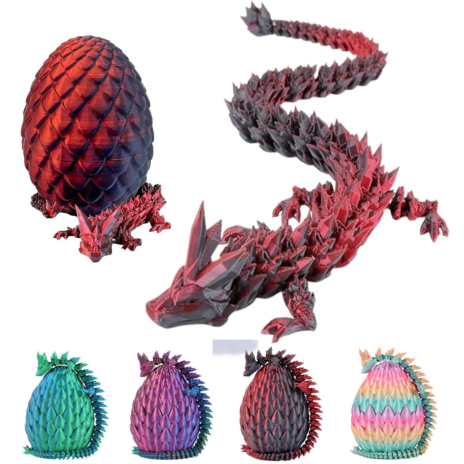 Figura De Dragón De Cristal Impresa En 3d Con Huevo De Dragón - Venta Internacional.