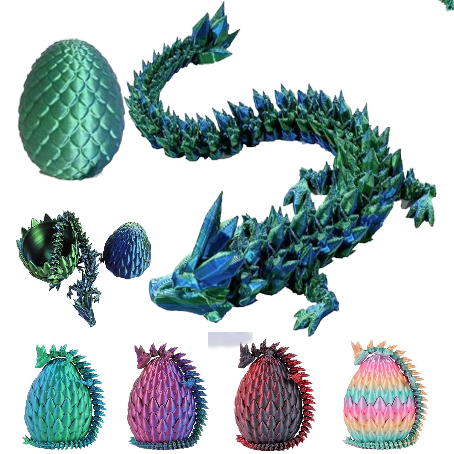 Foto 2 pulgar | Dragón Impreso En 3d Articulado Con Huevo De Cristal, Regalo De Pascua - Venta Internacional.