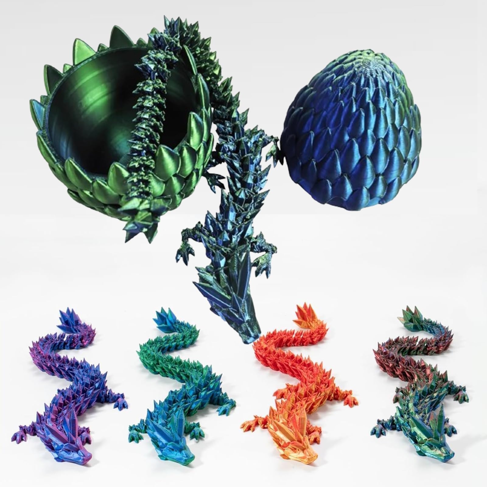 Foto 6 pulgar | Dragón Impreso En 3d Articulado Con Huevo De Cristal, Regalo De Pascua - Venta Internacional.