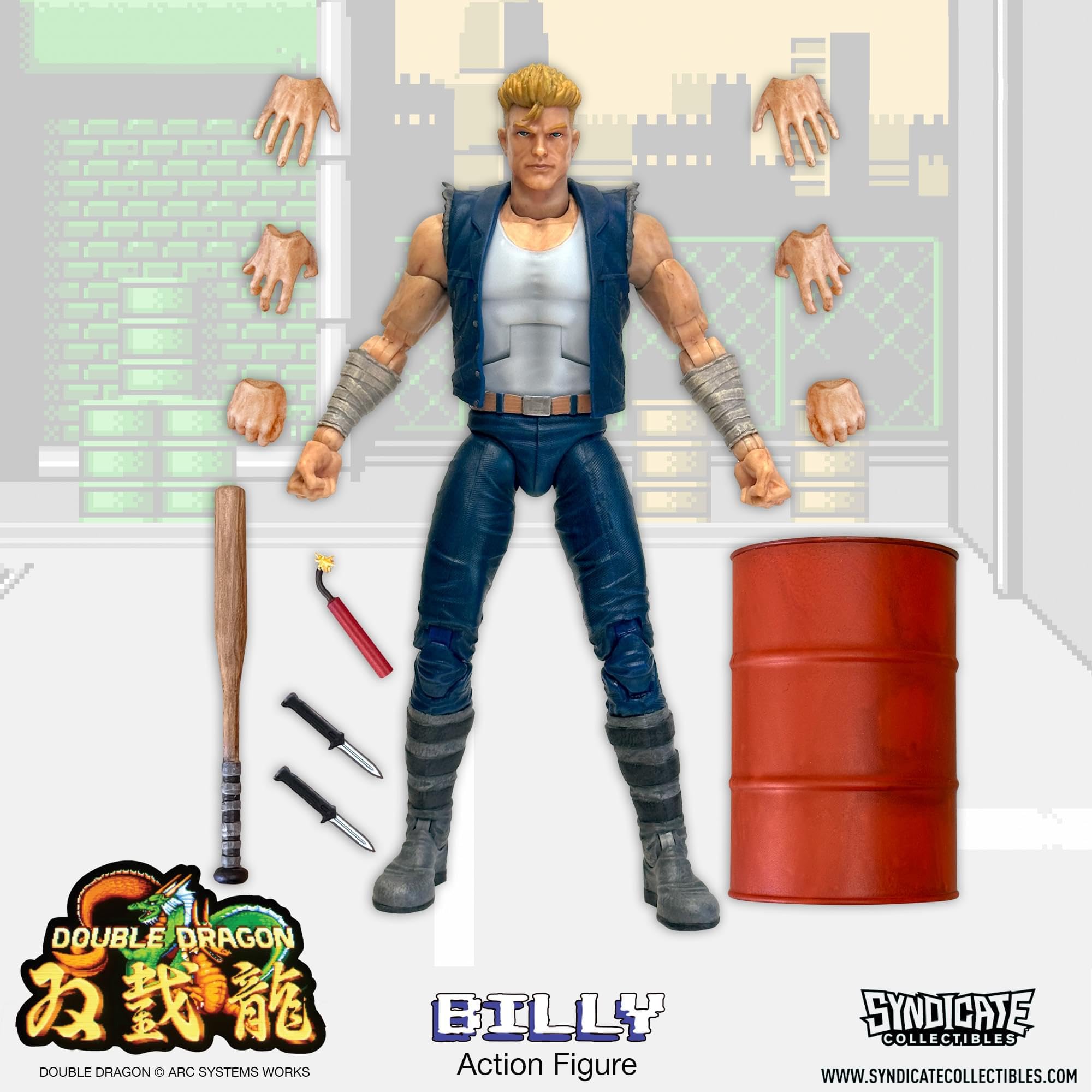Foto 4 pulgar | Figura De Acción Toynk Double Dragon Billy Lee De 18 Cm Con Accesorios - Venta Internacional.