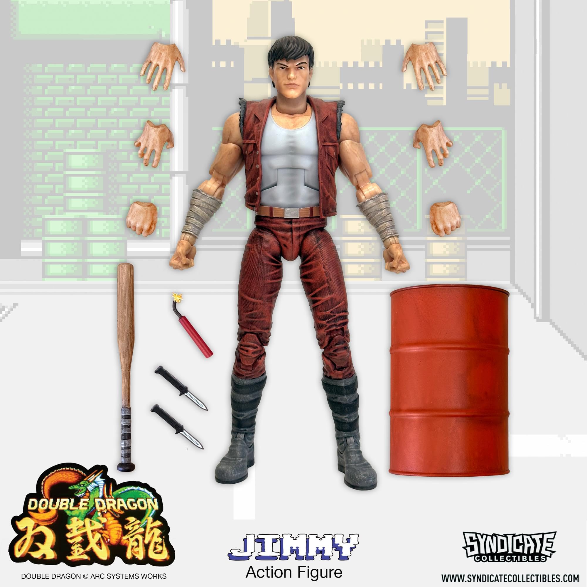 Foto 4 pulgar | Figura De Acción Toynk Double Dragon Jimmy Lee De 18 Cm Con Accesorios - Venta Internacional.