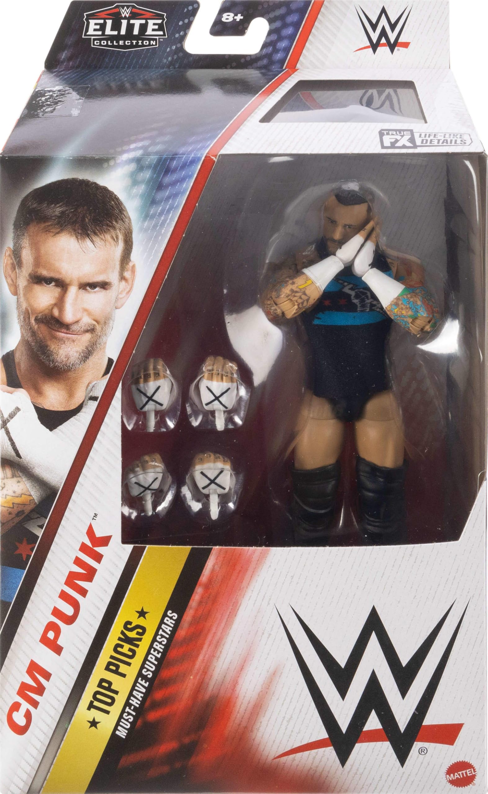 Foto 3 pulgar | Figura De Acción Mattel Wwe Top Picks Elite Cm Punk 15 Cm Con Acc - Venta Internacional.
