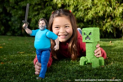 Foto 2 | Figura De Acción Mattel Minecraft Inspirada En Steve, Película De 30 Cm - Venta Internacional.
