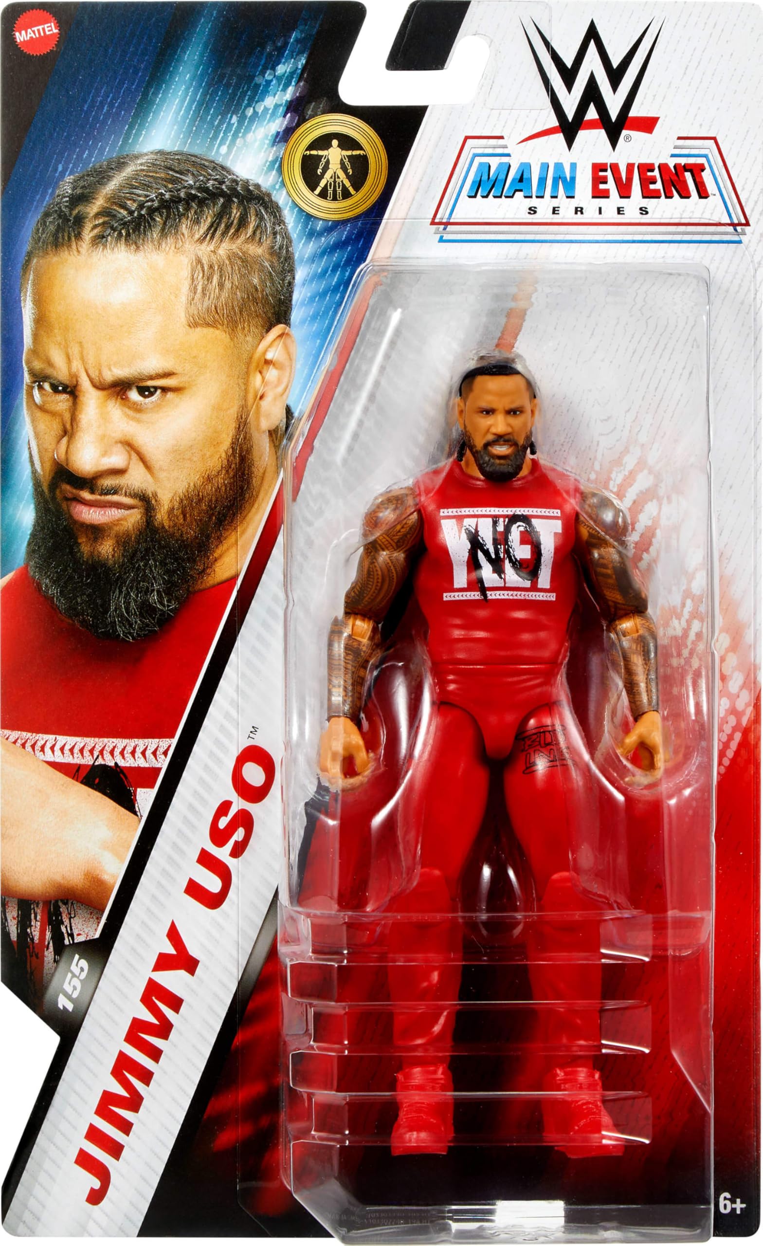 Foto 3 pulgar | Figura De Acción Mattel Wwe Jimmy Uso Main Event Series #155 - Venta Internacional.