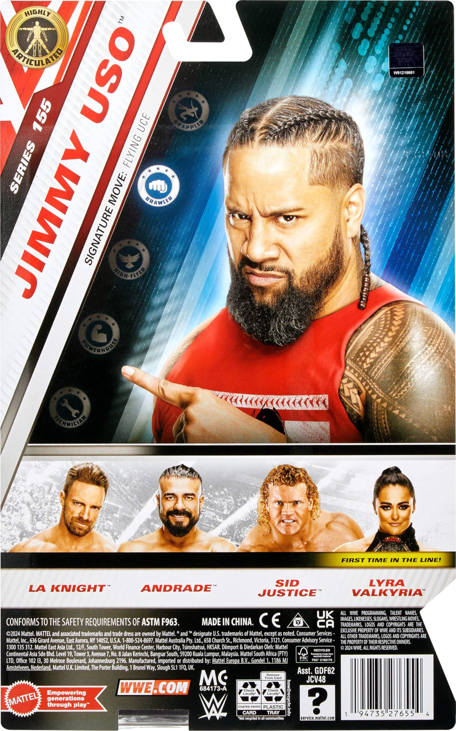 Foto 6 pulgar | Figura De Acción Mattel Wwe Jimmy Uso Main Event Series #155 - Venta Internacional.