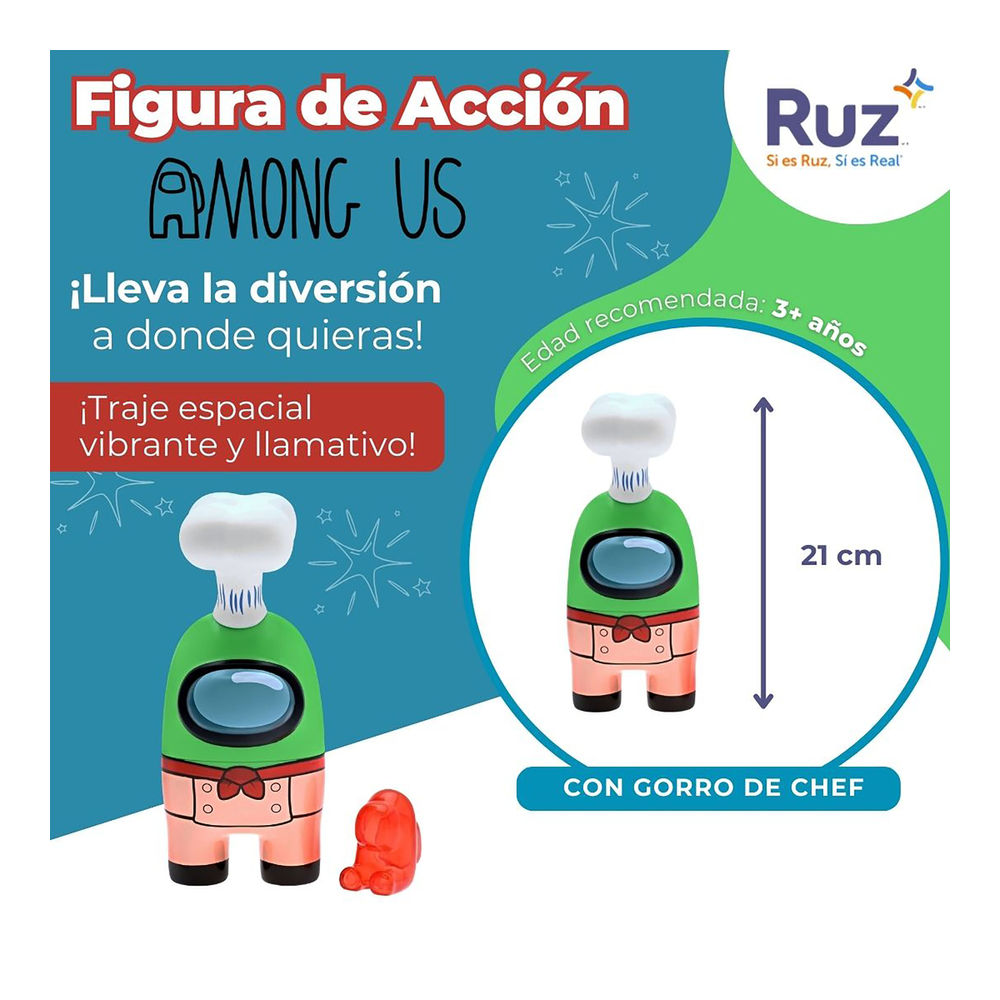 Foto 4 pulgar | Figura Ruz Among Us (tripulante Verde 15 Cm)