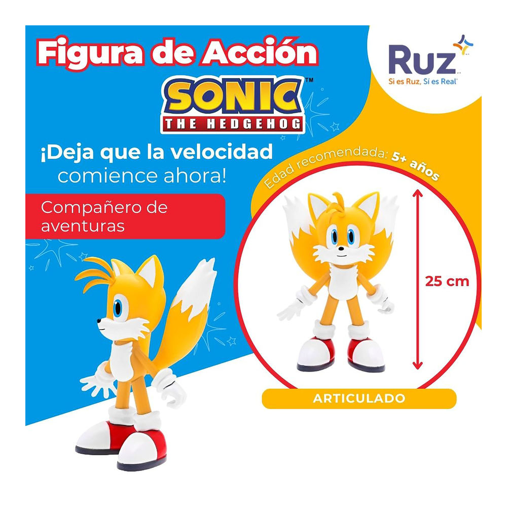 Foto 4 pulgar | Figura De Acción Ruz Sonic The Hedgehog (tails 25 Cm Amarillo)