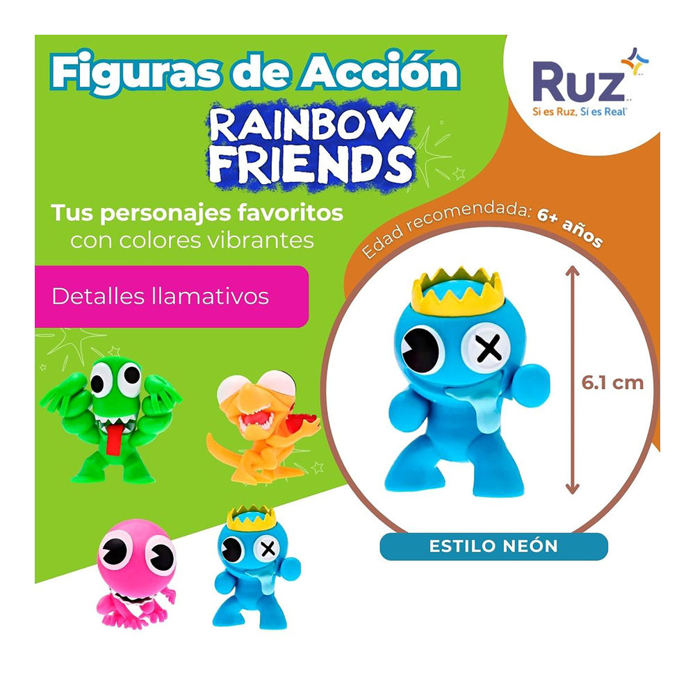 Foto 4 pulgar | Figuras De Colección Ruz Rainbow Friends (acabados Neon 4 Pack 6 Cm)