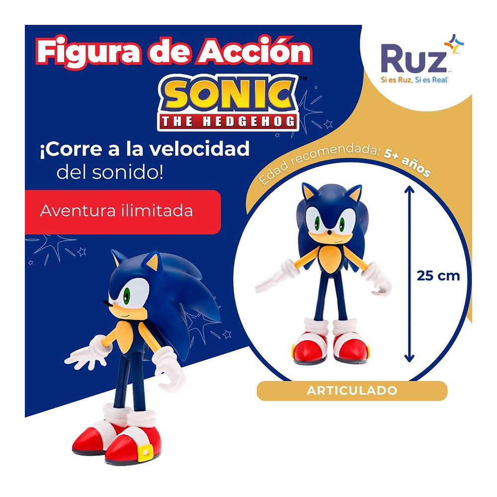 Foto 4 pulgar | Figura De Acción Ruz Sonic The Hedgehog (sonic 25 Cm Azul)