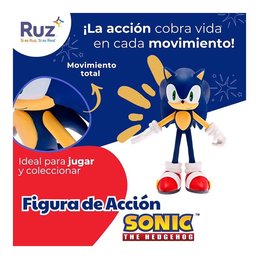 Foto 5 pulgar | Figura De Acción Ruz Sonic The Hedgehog (sonic 25 Cm Azul)