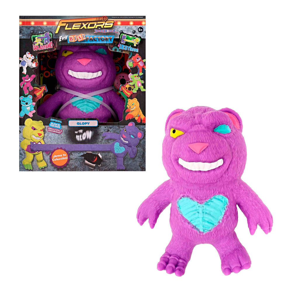 Foto 2 pulgar | Figura Estirable Ruz Flexors Evil Bear Factory (glopy 20 Cm Morado)