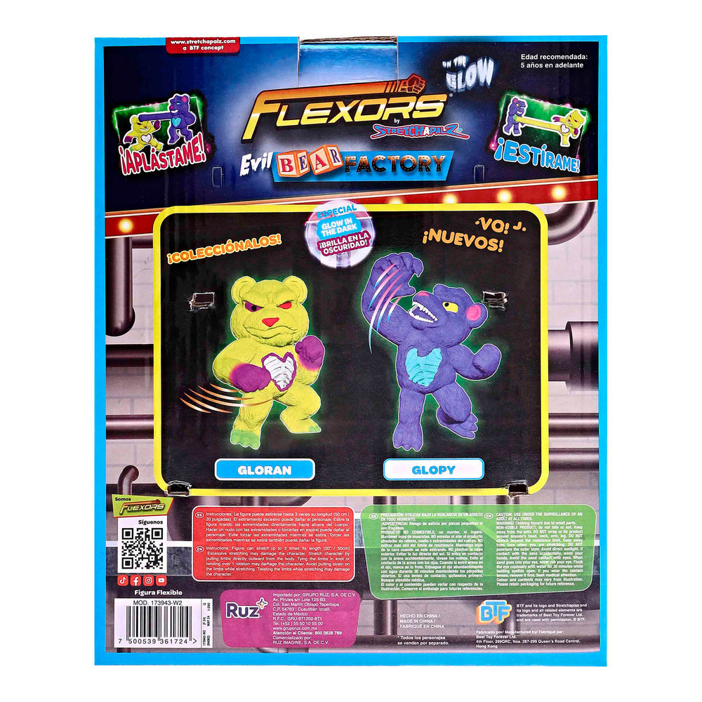 Foto 3 pulgar | Figura Estirable Ruz Flexors Evil Bear Factory (glopy 20 Cm Morado)