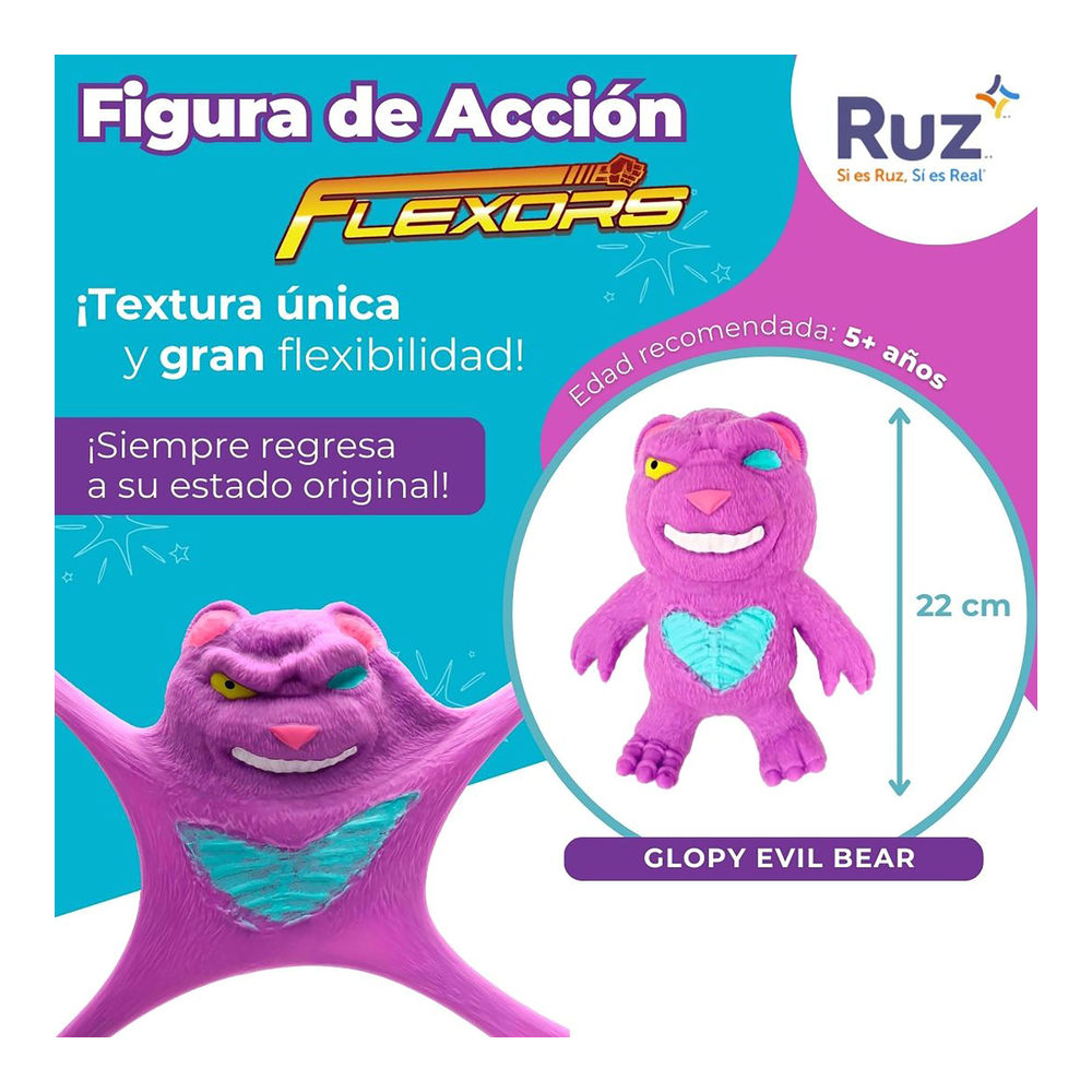 Foto 4 pulgar | Figura Estirable Ruz Flexors Evil Bear Factory (glopy 20 Cm Morado)