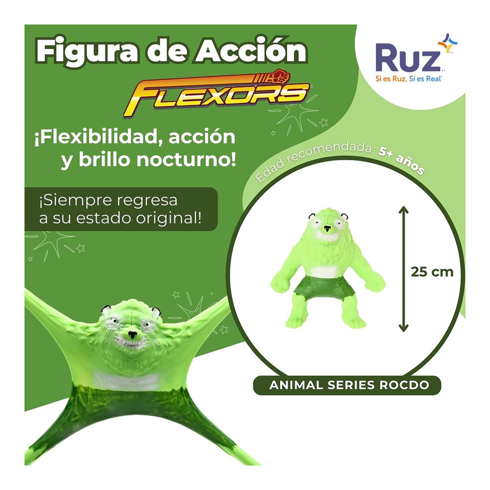 Foto 4 pulgar | Figura Estirable Ruz Flexors Animal Series (rocdo 20 Cm Verde)