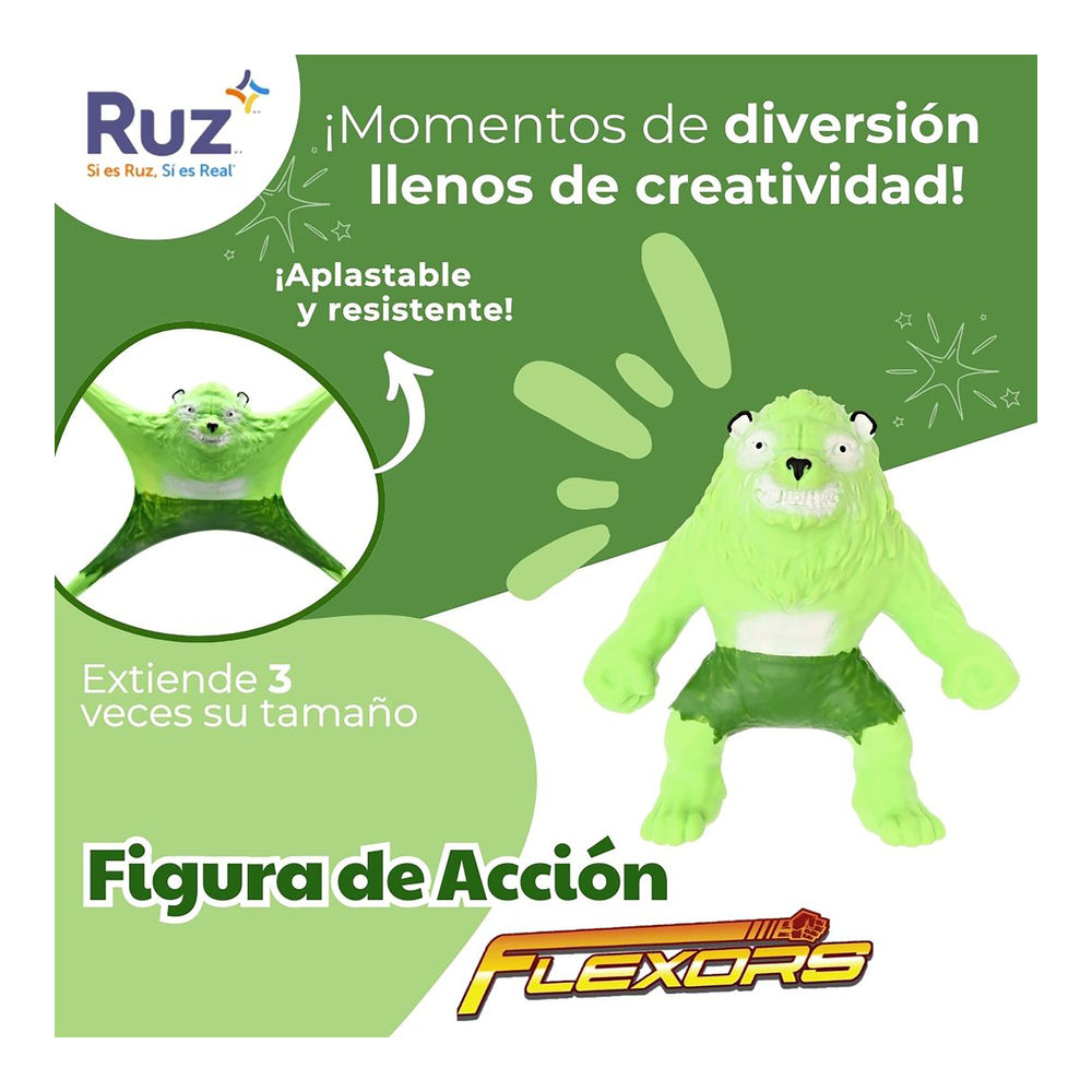 Foto 5 pulgar | Figura Estirable Ruz Flexors Animal Series (rocdo 20 Cm Verde)