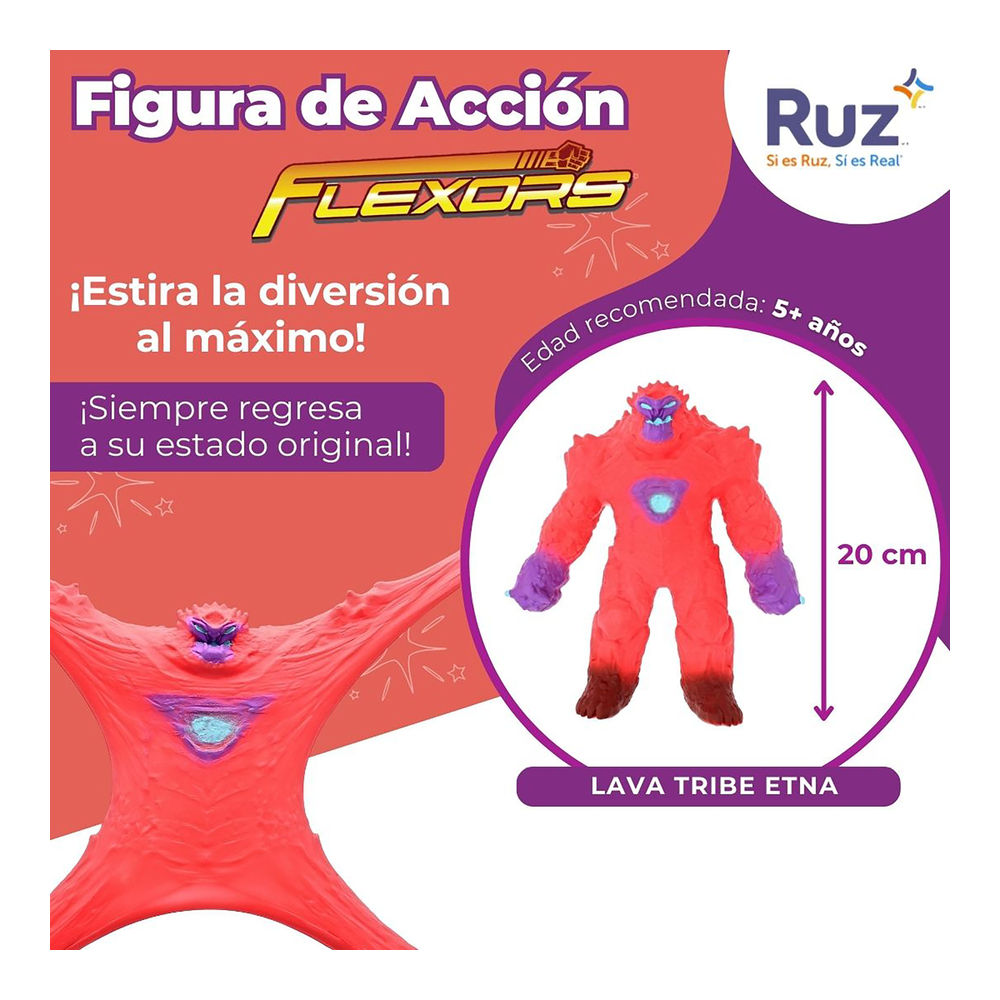 Foto 4 pulgar | Figura Estirable Ruz Flexors Lava Tribe Reloaded (etna 20 Cm Rosa)